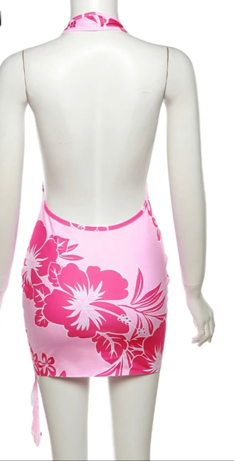 My favorite floral mini dress - pink